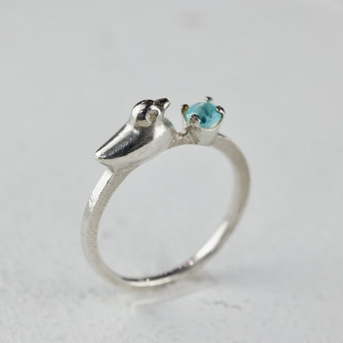 Blue Yemeni Aqeeq Stone Silver Men Ring, 925 Sterling Silver