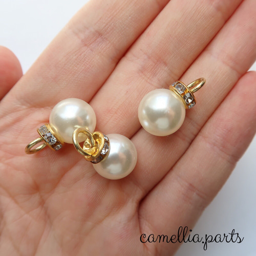 10個【12mm パール チャーム パーツ】キーホルダー 手芸 ハンドメイド