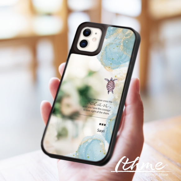 ミラー / OCEAN ★ 名入れ可【スマホケース・耐衝撃グリップミラーケース iphone カバー・海 ウミガメ】 6枚目の画像