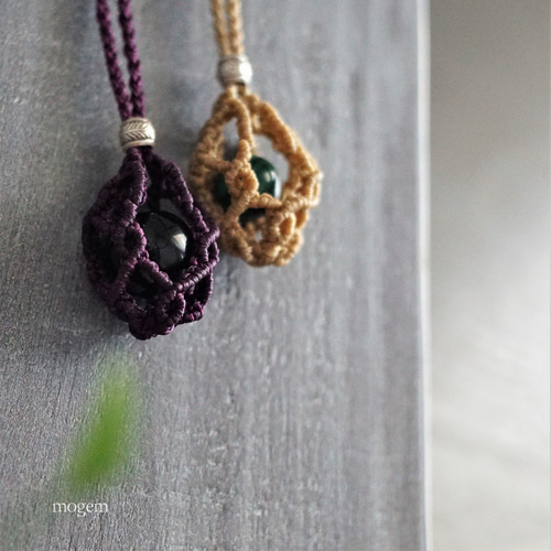 生成 マクラメ籠ペンダント◈ (天然水晶 スフィア付) ネックレス