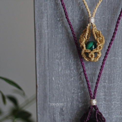 生成 マクラメ籠ペンダント◈ (天然水晶 スフィア付) ネックレス