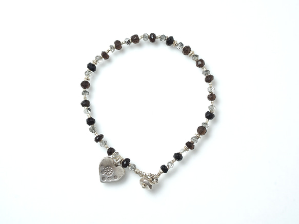 -Tourmaline quartz・Smoky quartz- silver bracelet 1枚目の画像