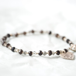 -Tourmaline quartz・Smoky quartz- silver bracelet 2枚目の画像