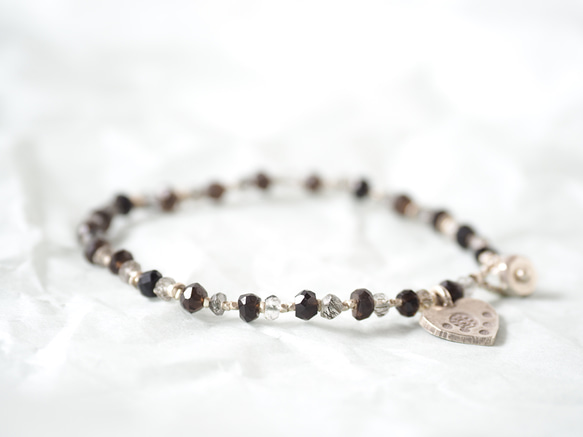 -Tourmaline quartz・Smoky quartz- silver bracelet 2枚目の画像