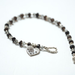 -Tourmaline quartz・Smoky quartz- silver bracelet 4枚目の画像