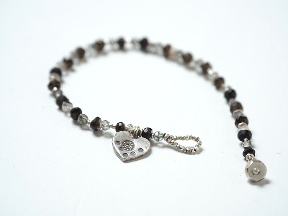 -Tourmaline quartz・Smoky quartz- silver bracelet 4枚目の画像