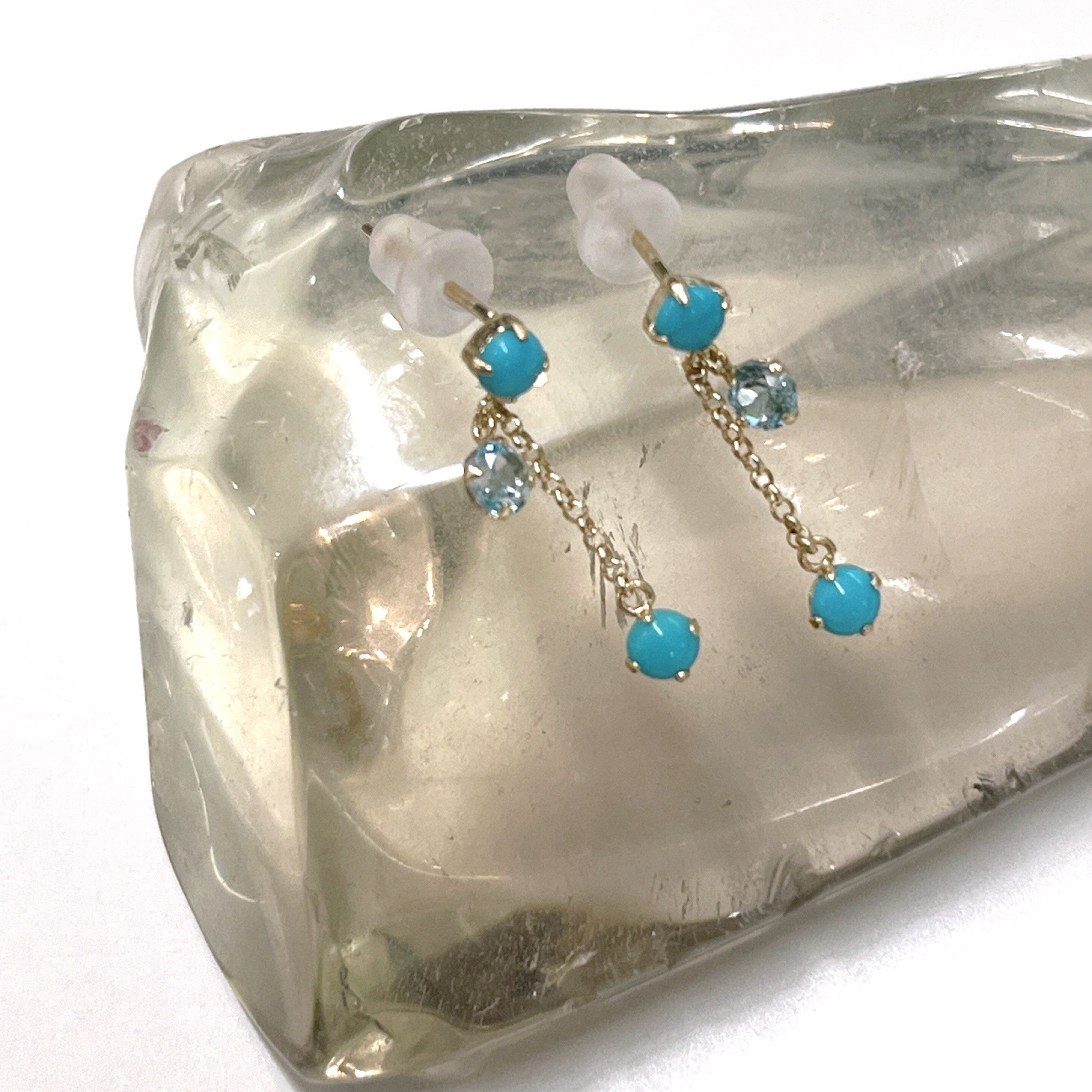 K10 揺れる　ターコイズ　トパーズ　繊細な　記念日　シンプルデザイン　creema限定