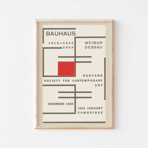 ハーバード大学でのバウハウス展、インテリアポスター、シンプル