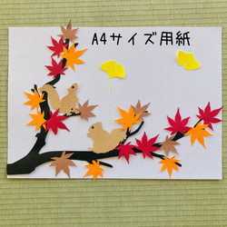 壁面飾り　11月　12月　装飾　秋　ハンドメイド　保育室　壁面　手作り　落ち葉　リス　紅葉　イチョウ 3枚目の画像