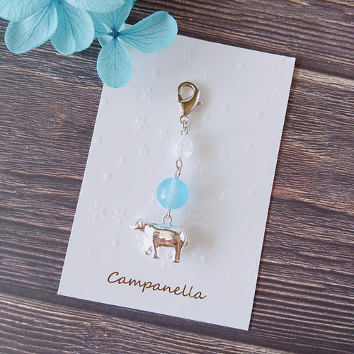 1204　シーブルーカルセドニー×インディゴガブロ　天然石　お守り　チャーム 1204 シーブルーカルセドニー×インディゴガブロ 天然石 お守り