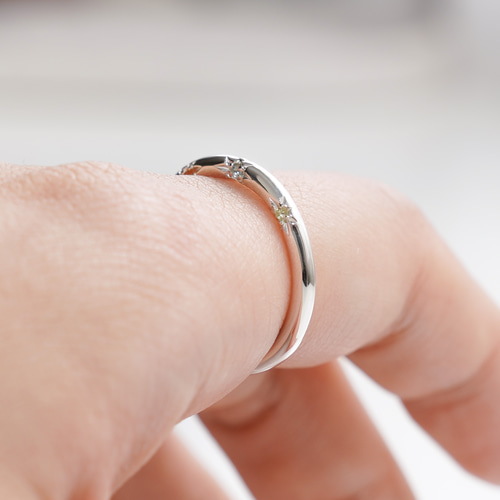 細・4石ver<姉妹店コラボリング>埋め込み石のベーシックリング 4石全て