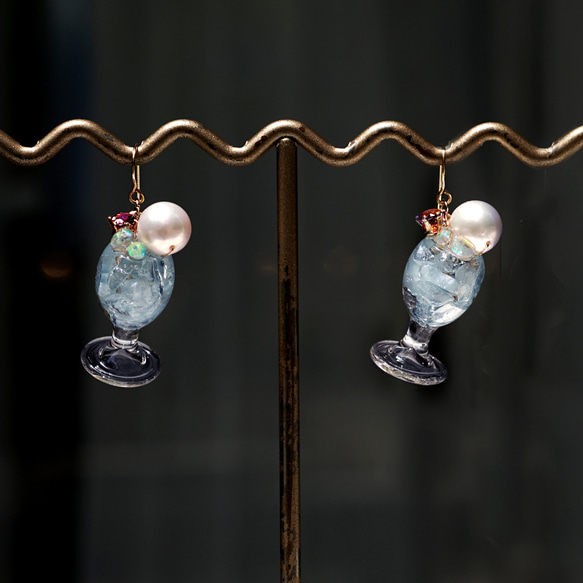 Jewel Cream Soda 耳環 - 海藍寶、蛋白石、石榴石 ~ Jewel Cream Soda 第8張的照片