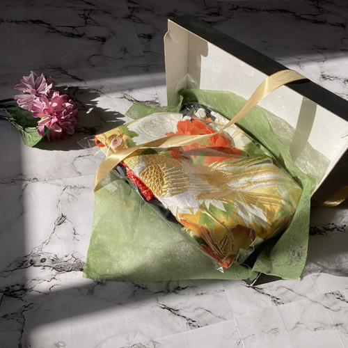 ヒロさま確認用》オフホワイト 刺繍 袋帯 （L,1点物,スカジャン,父の日  