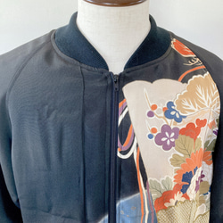 スカジャン 和柄 スタジャン 着物リメイク　黒留袖　L アンティーク　 6枚目の画像