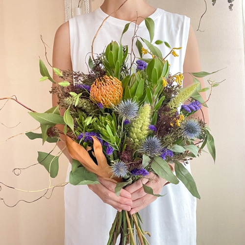 大きめ】フレッシュブーケからドライになるスワッグ 大きめ 記念日