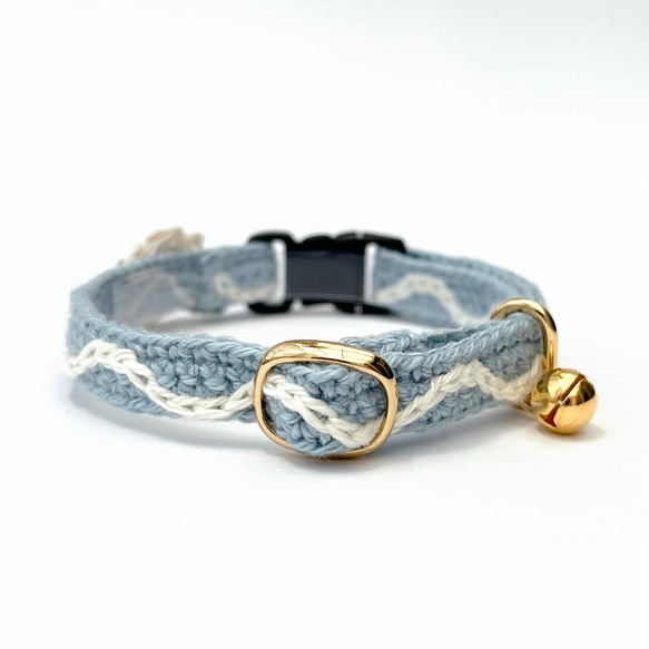 アナベル　猫さんにやさしい首輪【かぎ針編み　猫の首輪　猫　首輪　セーフティバックル　アジャスター　軽い　やわらかい】 18枚目の画像