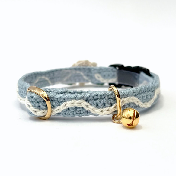 アナベル　猫さんにやさしい首輪【かぎ針編み　猫の首輪　猫　首輪　セーフティバックル　アジャスター　軽い　やわらかい】 19枚目の画像