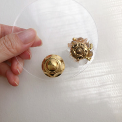 【MINI series】ゴールドボタンつぶつぶクリア　ピアス/イヤリング 5枚目の画像