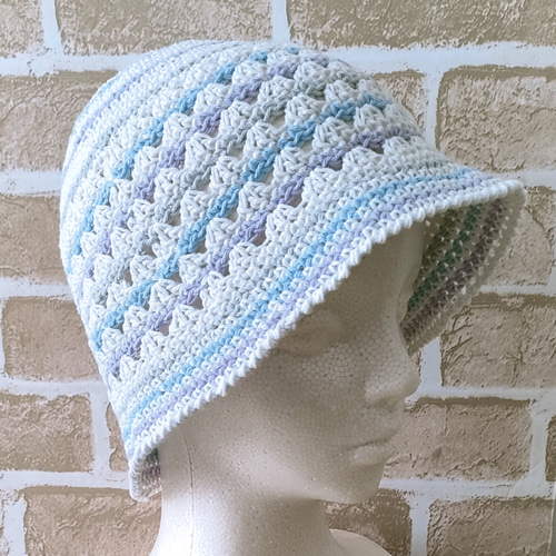 クロシェハット コットン ニット帽 バケットハット 夏 レース編み 帽子