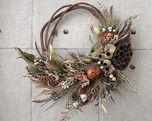 ◇リース◇ハーフリース◇プレゼント 受注！再…販！ドライフラワーハーフリース リース la vonde fleur 通販