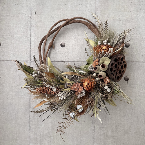 受注！再…販！ドライフラワーハーフリース リース la vonde fleur 通販