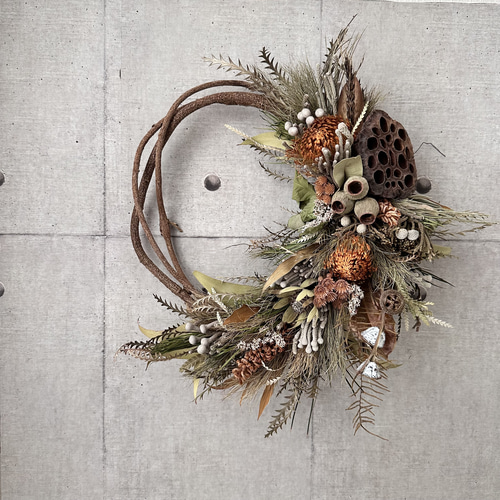 受注！再…販！ドライフラワーハーフリース リース la vonde fleur 通販