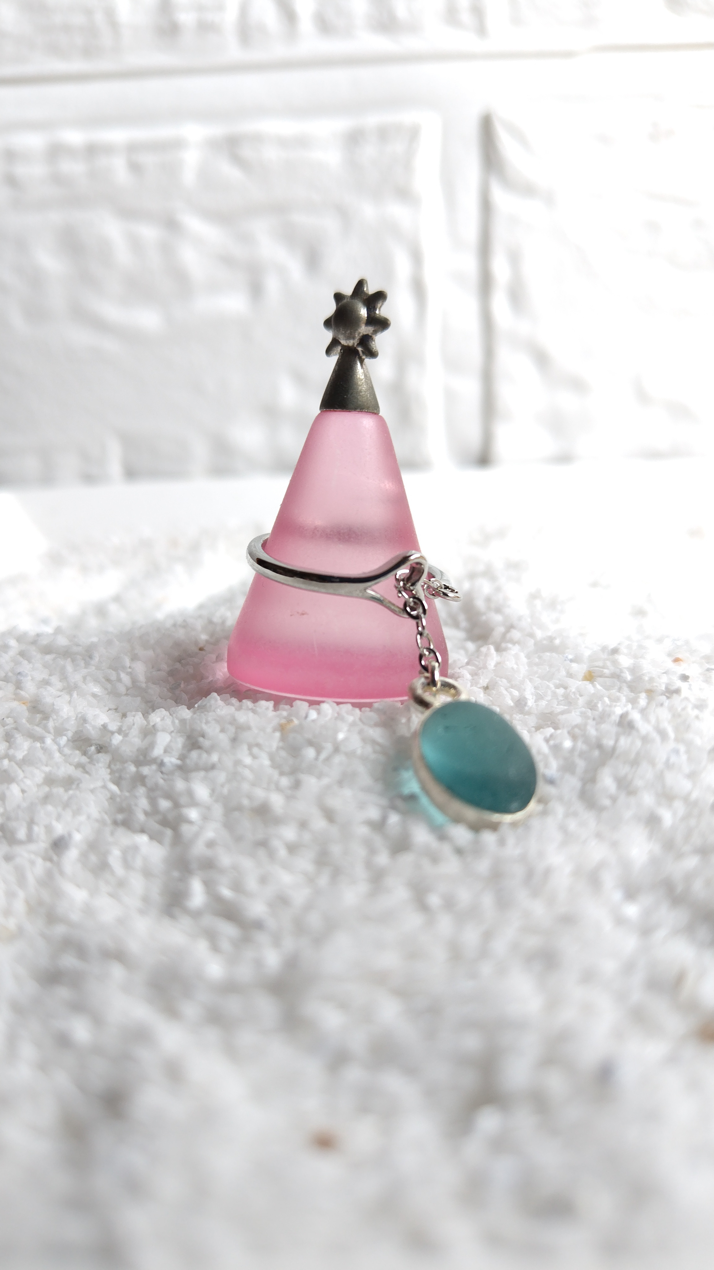 波のようにゆらゆらとシーグラス　シルバー950 フリーサイズリング SR-2