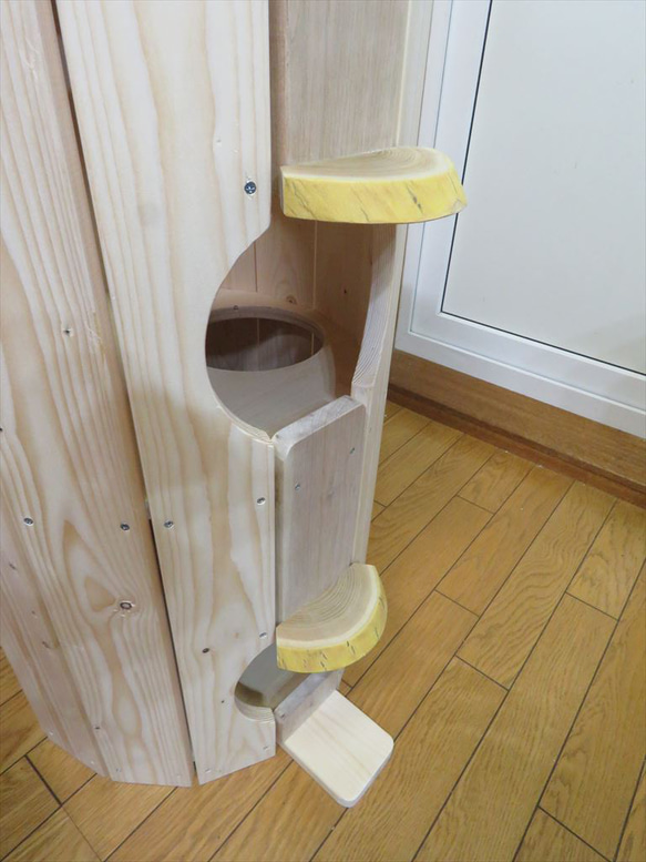 円形　2階建てキャットハウス　注文制作品 7枚目の画像