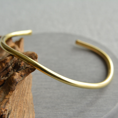 バングルφ3㎜ カーブ｜真鍮 ゴールド ブラス ブレスレット メンズ