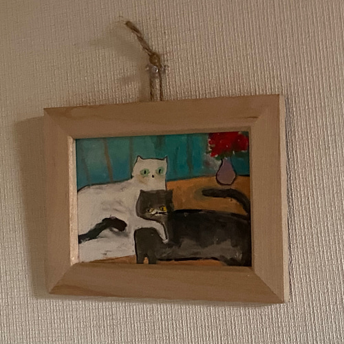 絵画。原画【可愛い猫たちが抱き合う】 絵画 アカザ麦 通販｜Creema