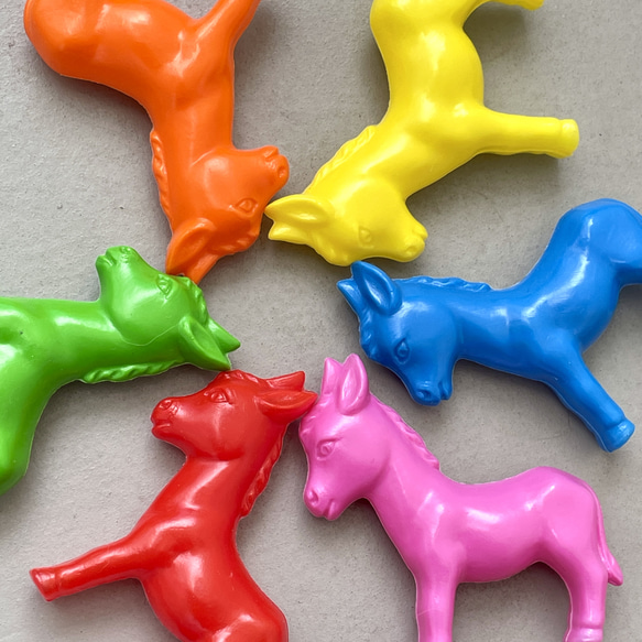 意大利製造彩色塑料玩具2件｜小馬（馬）、驢 第2張的照片