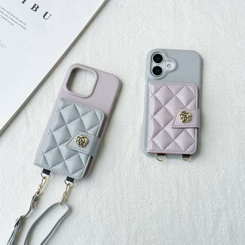キルティング iphone 16 15 14 ケース ショルダー 大人可愛い