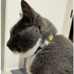 ミモザと小さなお花のリース　猫さんにやさしい首輪【かぎ針編み　猫の首輪　猫　首輪　セーフティバックル　軽い　やわらかい】 12枚目の画像