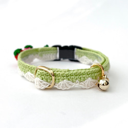 いちご　猫さんにやさしい首輪【かぎ針編み　猫の首輪　猫　首輪　セーフティバックル　アジャスター　軽い　やわらかい】 20枚目の画像