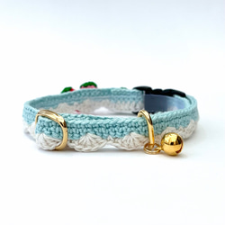 いちご　新色　猫さんにやさしい首輪【かぎ針編み　猫の首輪　猫　首輪　セーフティバックル　アジャスター　軽い　やわらかい】 20枚目の画像