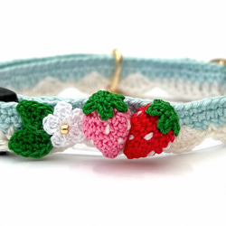 いちご　新色　猫さんにやさしい首輪【かぎ針編み　猫の首輪　猫　首輪　セーフティバックル　アジャスター　軽い　やわらかい】 17枚目の画像