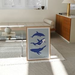 海の生き物のポスター　/ i1399 / 夏の海　熱帯魚や貝殻、クジラやペンギンなど　インテリアポスター 1枚目の画像