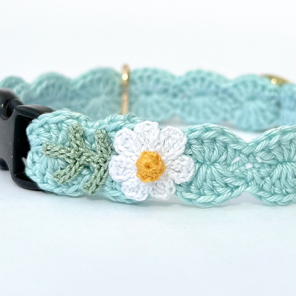 マーガレット　猫さんにやさしい首輪【かぎ針編み　猫の首輪　猫　首輪　セーフティバックル　アジャスター　やわらかい】 17枚目の画像