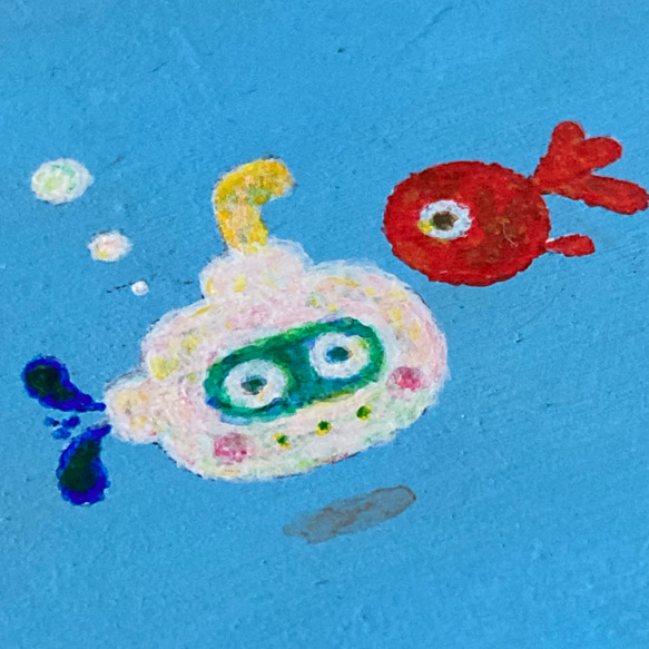 ブクブク.。o○（潜水艦と金魚）　絵画作品 5枚目の画像