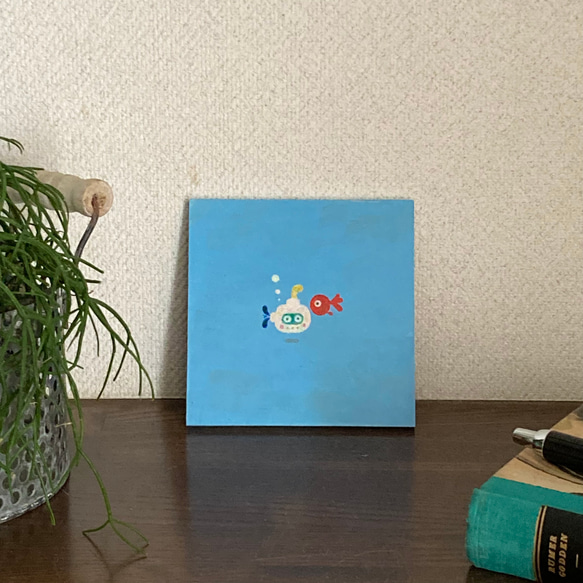 ブクブク.。o○（潜水艦と金魚）　絵画作品 6枚目の画像