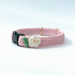 小さなお花　猫さんにやさしい首輪【かぎ針編み　猫の首輪　猫　首輪　セーフティバックル　アジャスター　軽い　やわらかい】 12枚目の画像