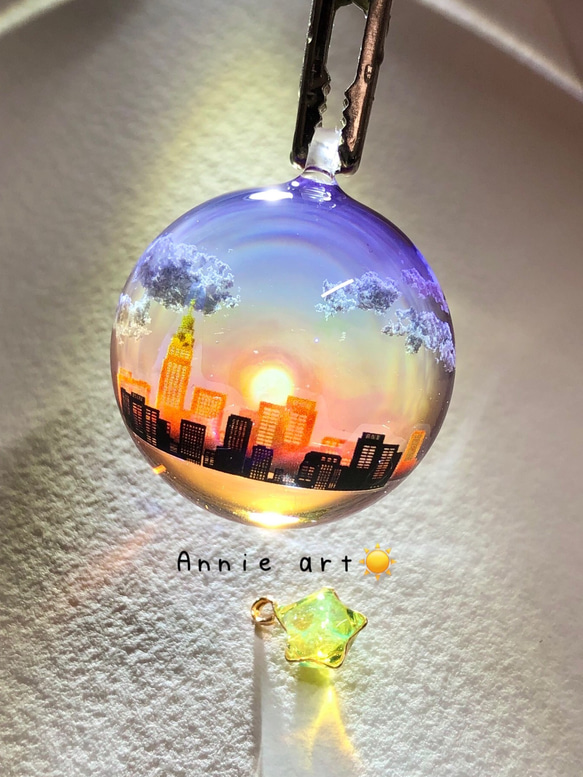 情景レジン-あの日見た夕陽 (L size)海/透明感/プレゼント/雲/空