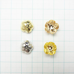 【10個】フラワー座金★12mm/シルバー★5枚弁 ビーズキャップ 花弁 花座(zaganeflo-12) 2枚目の画像