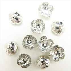 【10個】フラワー座金★12mm/シルバー★5枚弁 ビーズキャップ 花弁 花座(zaganeflo-12) 3枚目の画像