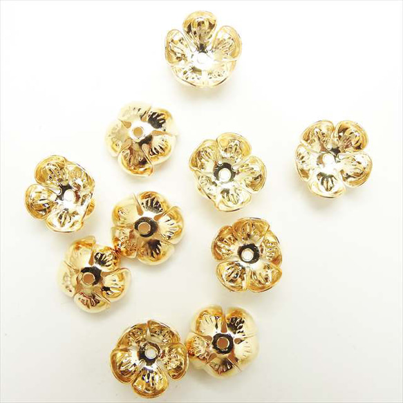 【10個】フラワー座金★12mm/ブロンズゴールド★5枚弁 ビーズキャップ 花弁 花座(zaganeflo-12) 3枚目の画像