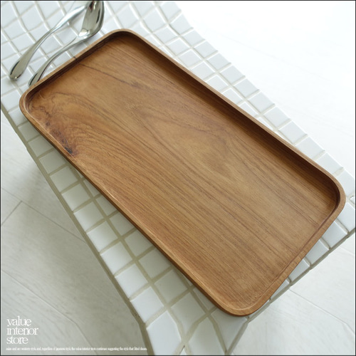 チークトレイRect35cm お盆 トレー サービングトレイ 木皿 プレート 長