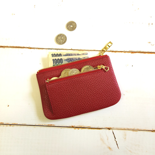 本革ミニ財布ポーチ◇モチーフ無しブラック◇お財布以外にもいろいろ