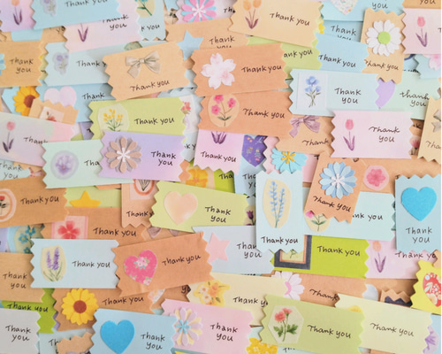 確認用499円　ハートD 水彩　サンキューシール 確認用499円ハートD 水彩サンキューシール