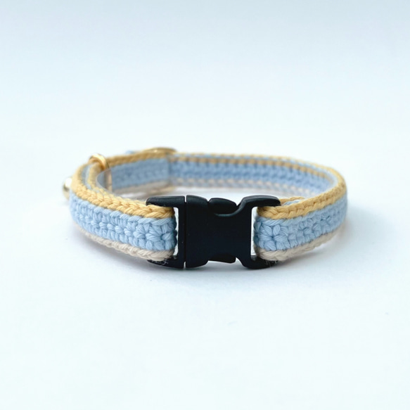 マルチカラー全７色　猫さんにやさしい首輪【かぎ針編み　猫の首輪　猫　首輪　セーフティバックル　軽い　やわらかい】 10枚目の画像