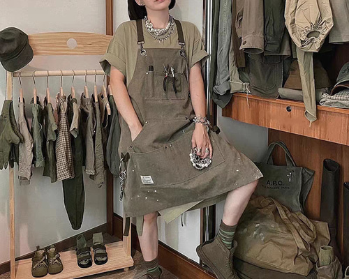 はる～おっ グリーン・ベージュ グレーエプロン5枚セット 楽天市場】まがり堂 タオル & ポケット付 エプロン 選べる5色 ◇ 細